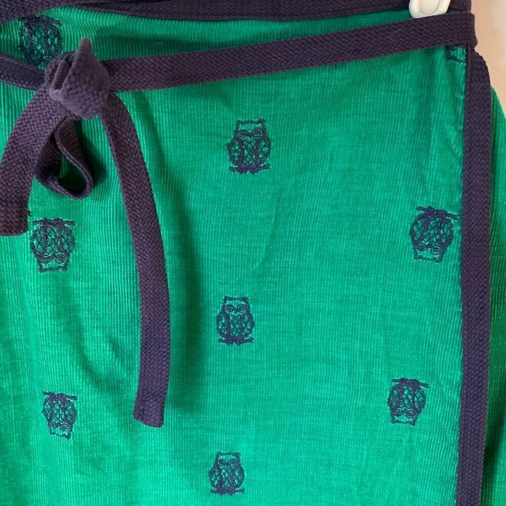 Vintage Mr Hank Corduroy Wraparound Owl Midiskirt. Green and Navy One Size - Picture 4 of 13